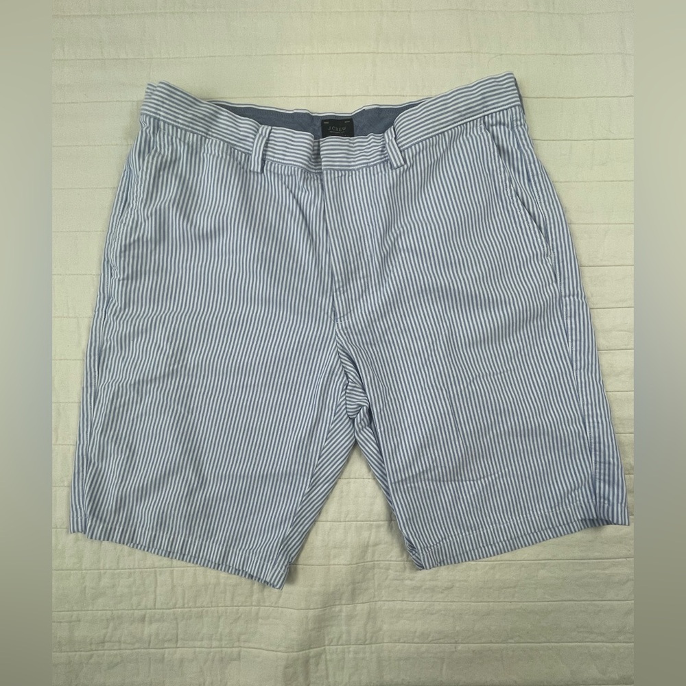 J. Crew Light Blue Striped Classic Men's Shorts 35 inch waist 10.5” Length